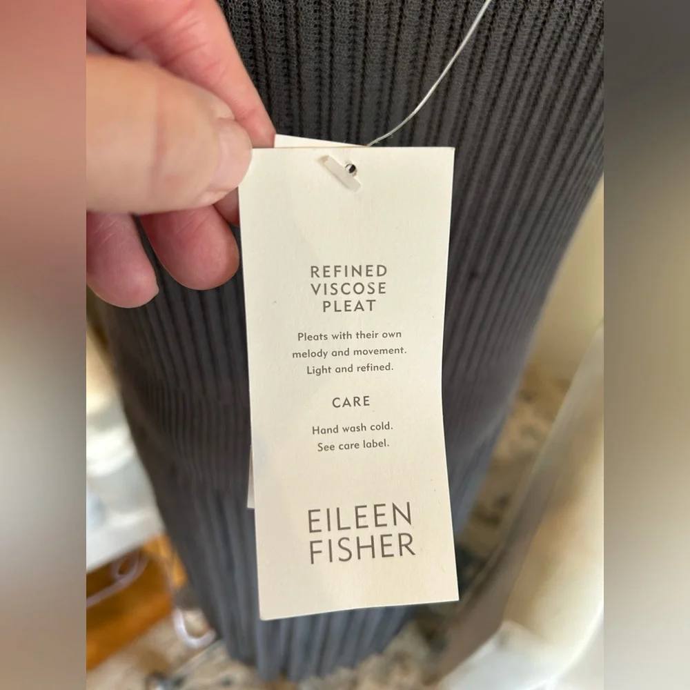 EILEEN FISHER Refined Viscose Pleat Kick Surplice Knee Length Dress, XL NWT - Picture 6 of 15